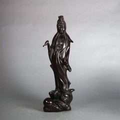 Vintage Cast Bronze Statue of Guanyin, The Chinese Goddess of Compassion, C1930
