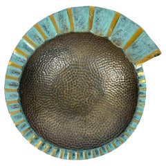 Vintage Cast Bronze Stylized Nautilus Ashtray with an Applied Verdigris Patina