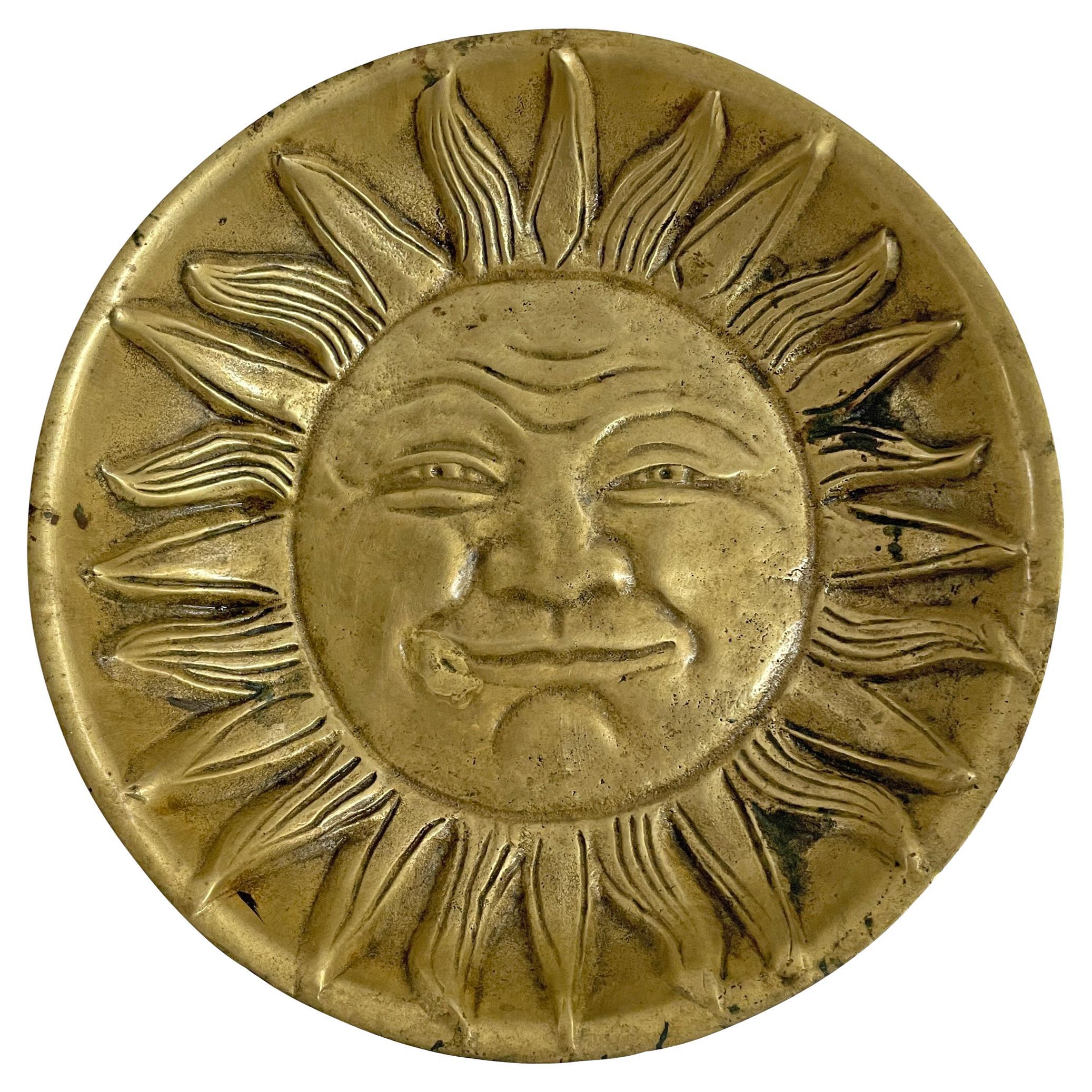 Vintage Cast Bronze Sun Catchall For Sale