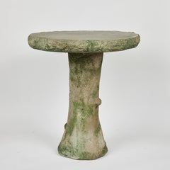 Vintage Cast Cement Faux Bois Style Bird Bath