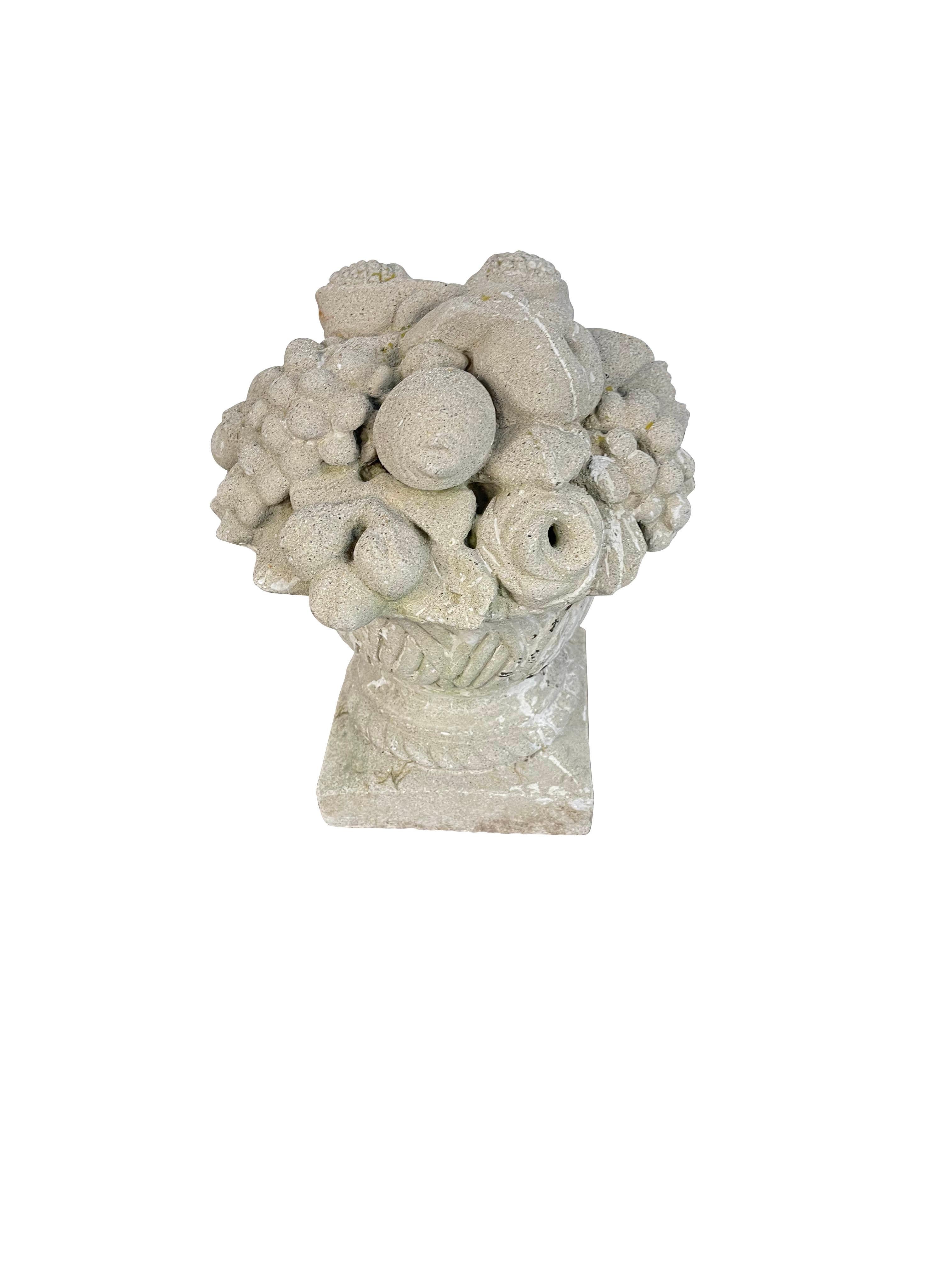 Vintage Cast Cement Flower Baskets/ Cornucopias  In Good Condition In Essex, MA