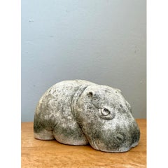 Vintage Cast Cement Hippo