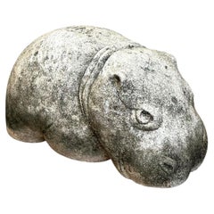 Vintage Cast Cement Hippo