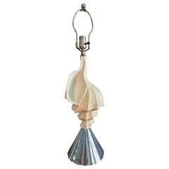 Vintage Cast Conch Shell Lampe mit Chromsockel