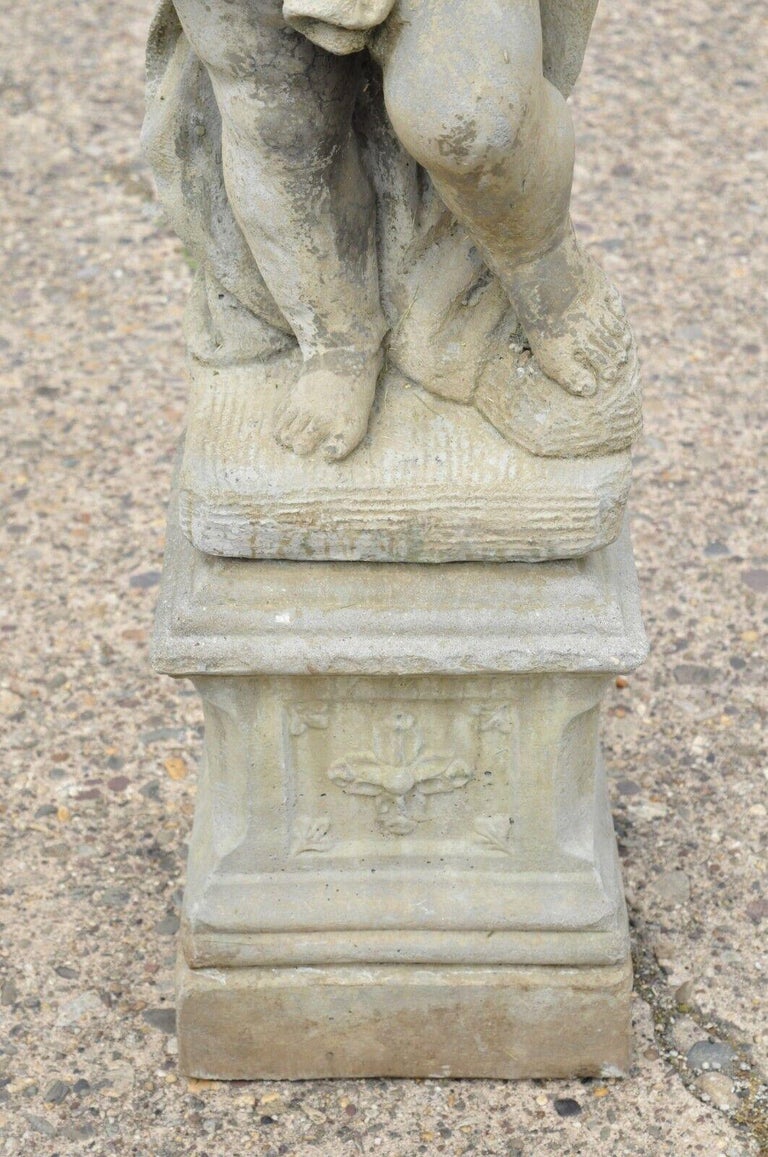 Vintage Cast Concrete Four Seasons Cherub Garden Statue Ornament on