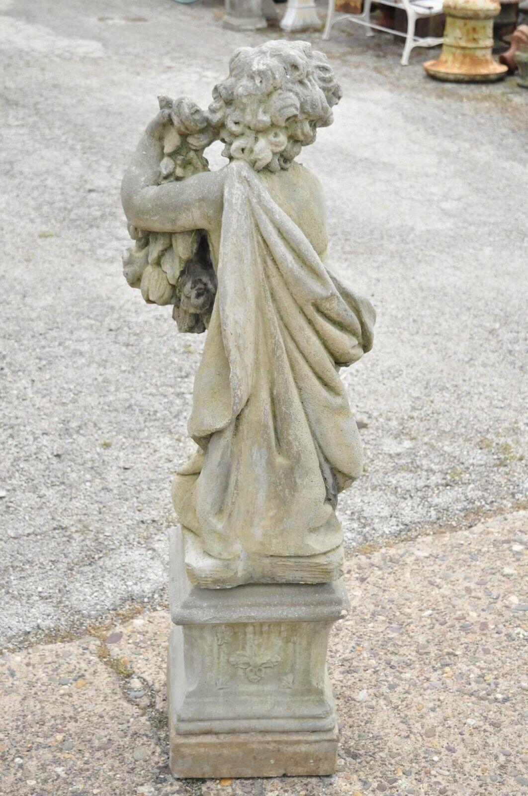 20th Century Vintage Cast Concrete Four Seasons Cherub Garden Statue Ornament on Base