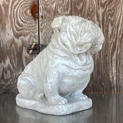 Vintage Cast Concrete Bulldog Statue