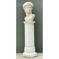 Vintage Cast Concrete Bust of Davin on Pedestal