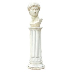 Vintage Cast Concrete Bust of Davin on Pedestal