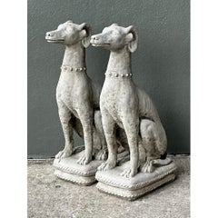 Vintage Cast Concrete Dogs - A Pair