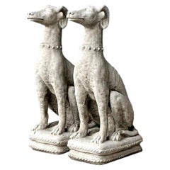 Vintage Cast Concrete Dogs - A Pair