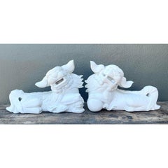 Vintage Cast Concrete Foo Dogs - Set of 2