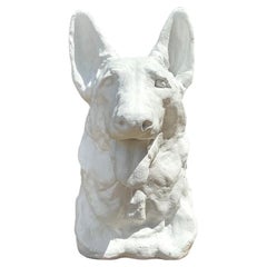 Vintage Cast Concrete German Shepherd Head