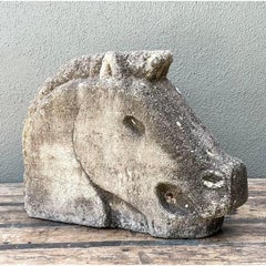 Vintage Cast Concrete Horse Head