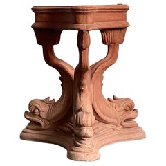 Vintage Cast Concrete Koi Table Pedestal
