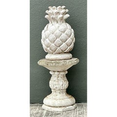Vintage Cast Concrete Pineapple on Pedestal
