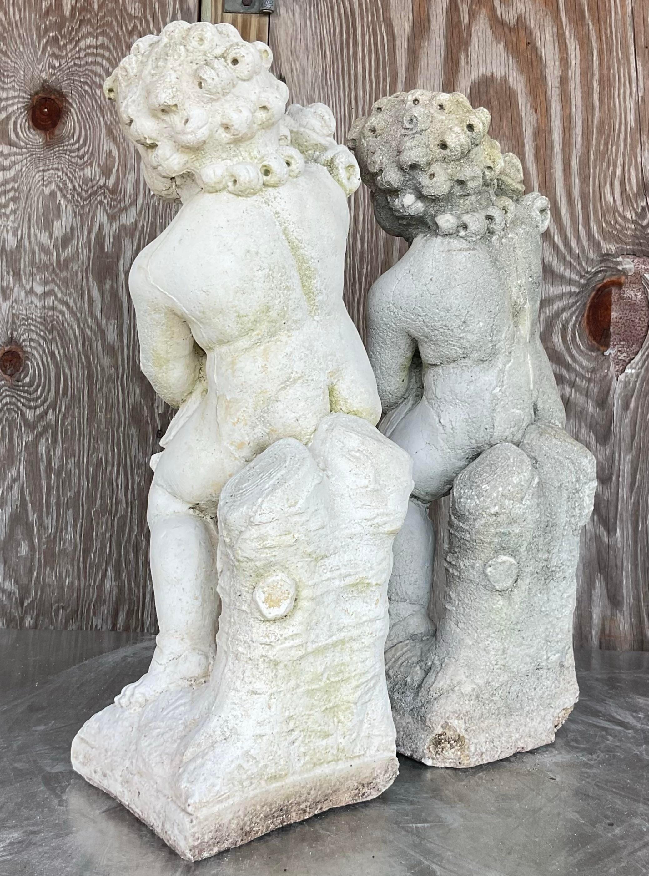 American Vintage Cast Concrete Season Statues - a Pair For Sale