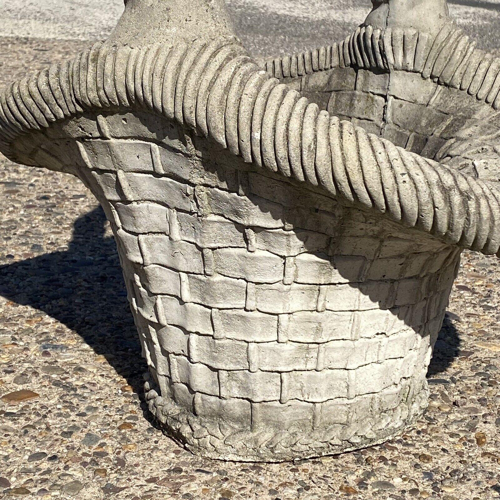large cement basket planter
