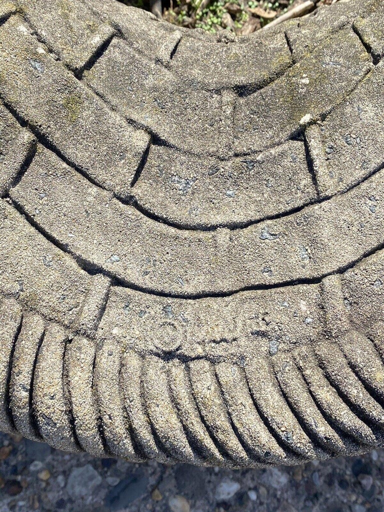 Vintage Cast Concrete Stone Large Garden Planter Woven Basket with