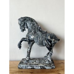 Vintage Cast Concrete Tang Horse