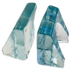 Sujetalibros vintage de cristal fundido de Blenko