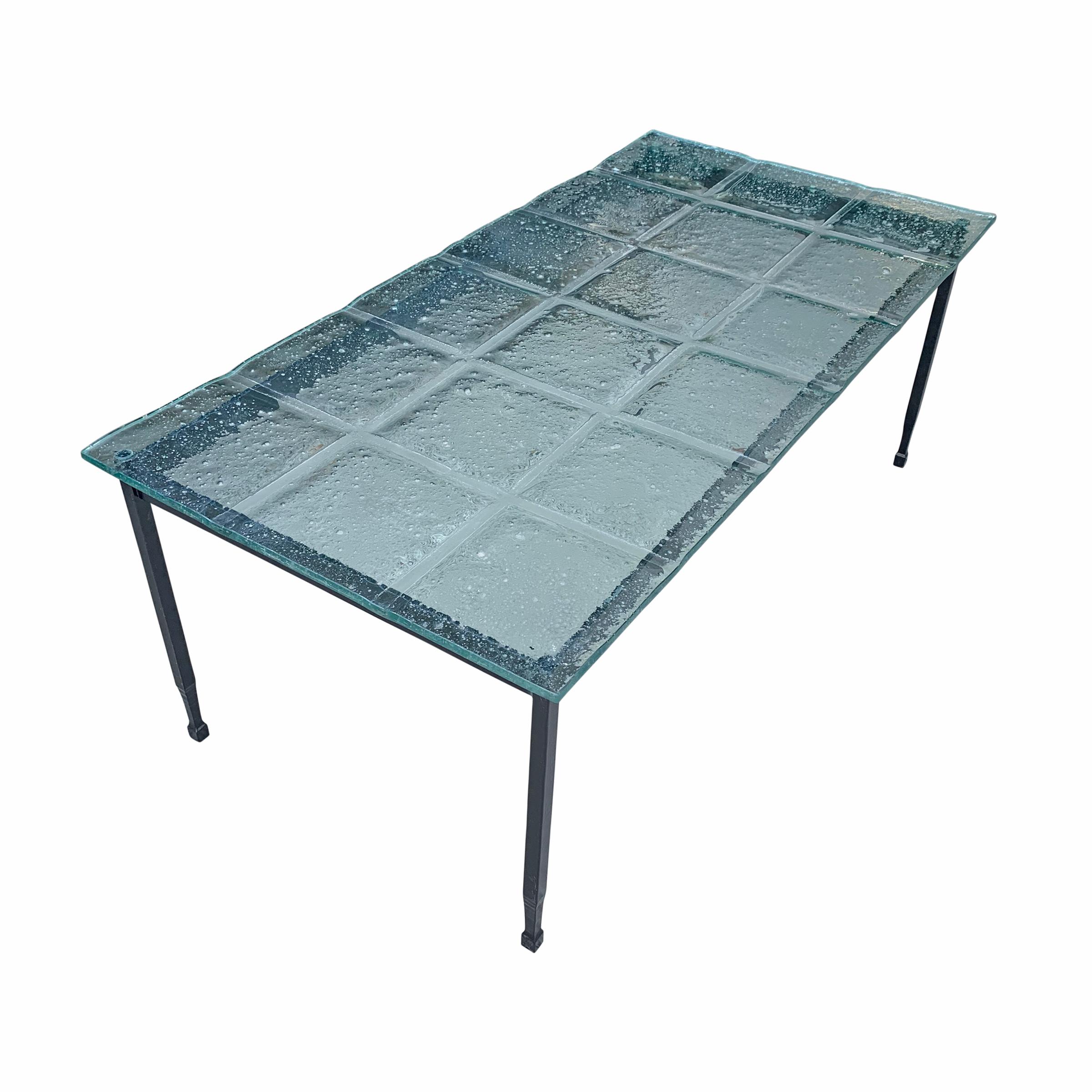 Vintage Cast Glass Low Table In Good Condition In Chicago, IL