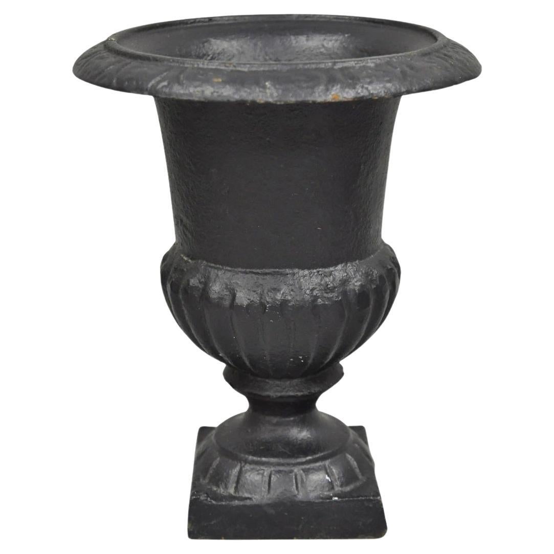 Vintage Cast Iron 8.5" French Classical Style Small Table Top Urn Flower Vase For Sale