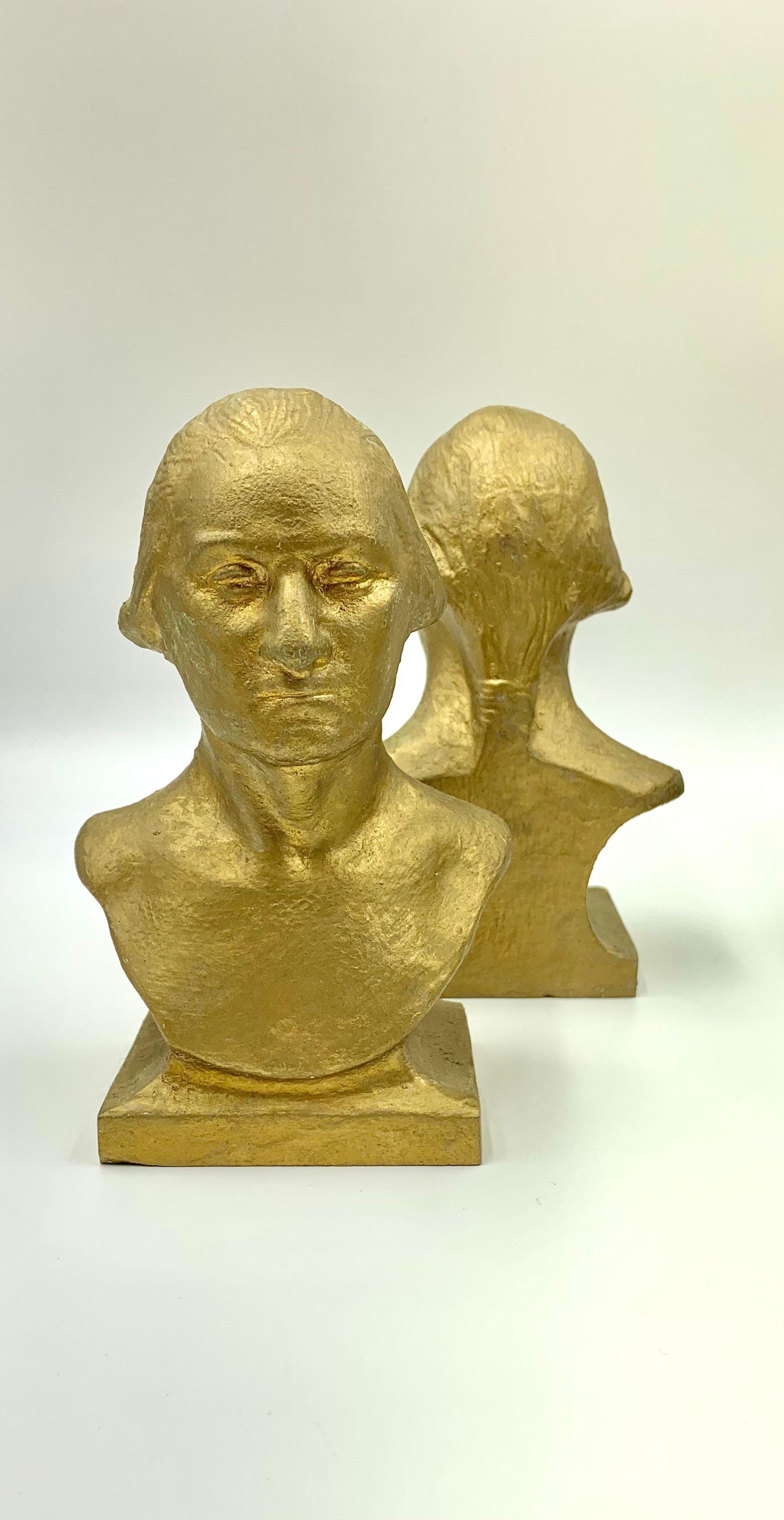 20th Century Vintage Cast Iron American Classical George Washington Bookends