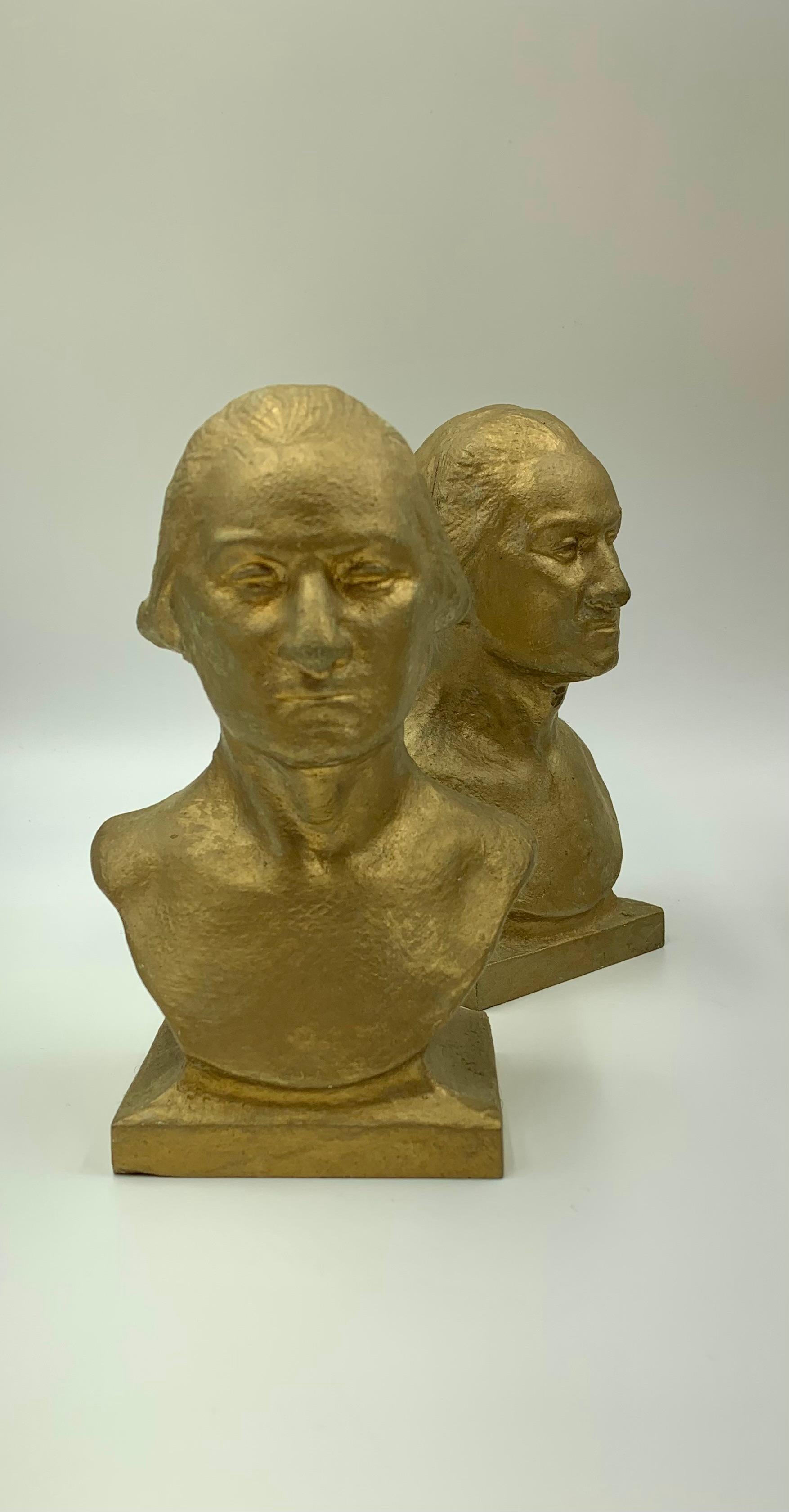 Vintage Cast Iron American Classical George Washington Bookends 1