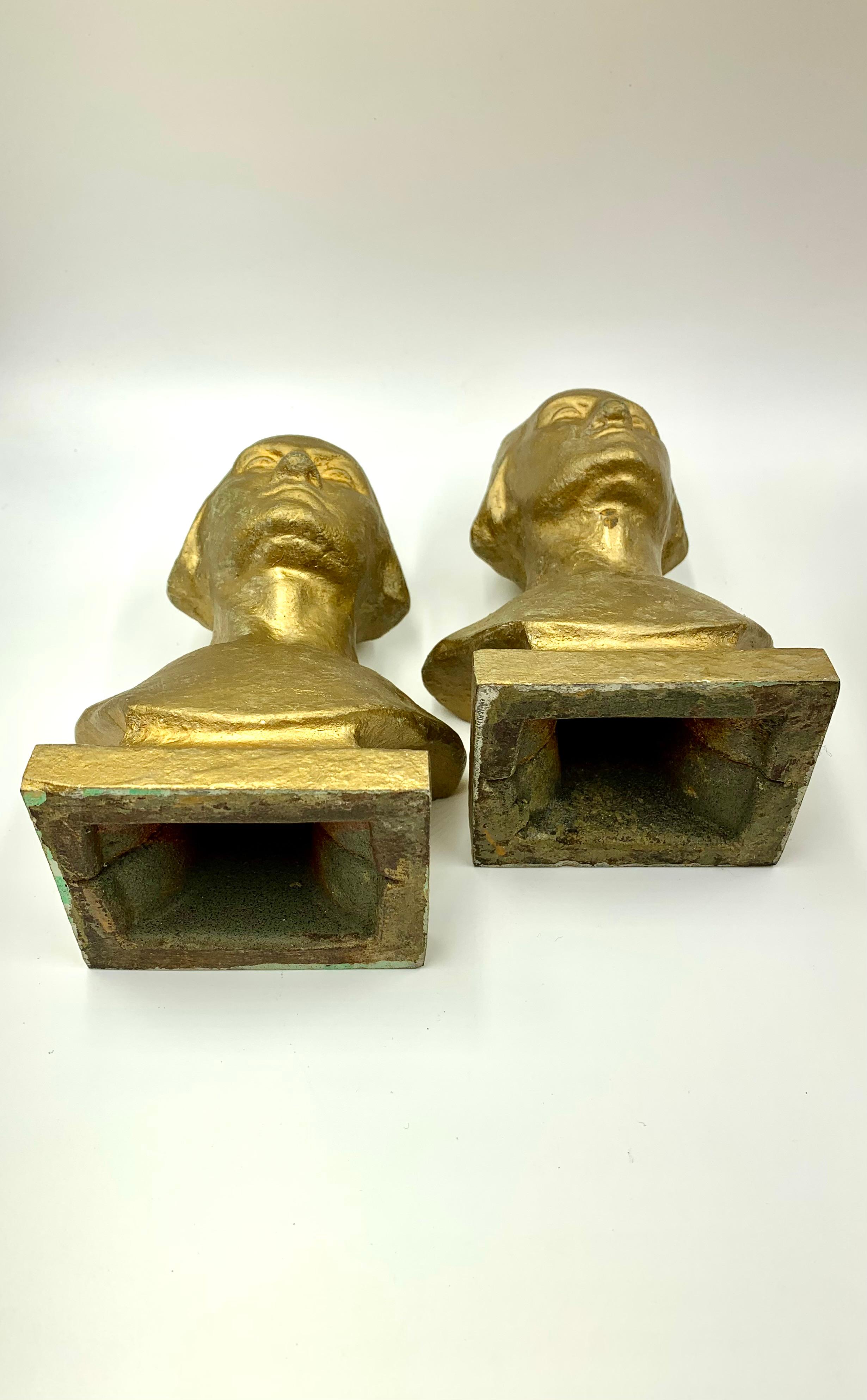 Vintage Cast Iron American Classical George Washington Bookends 2