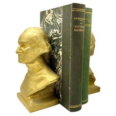 Vintage Cast Iron American Classical George Washington Bookends