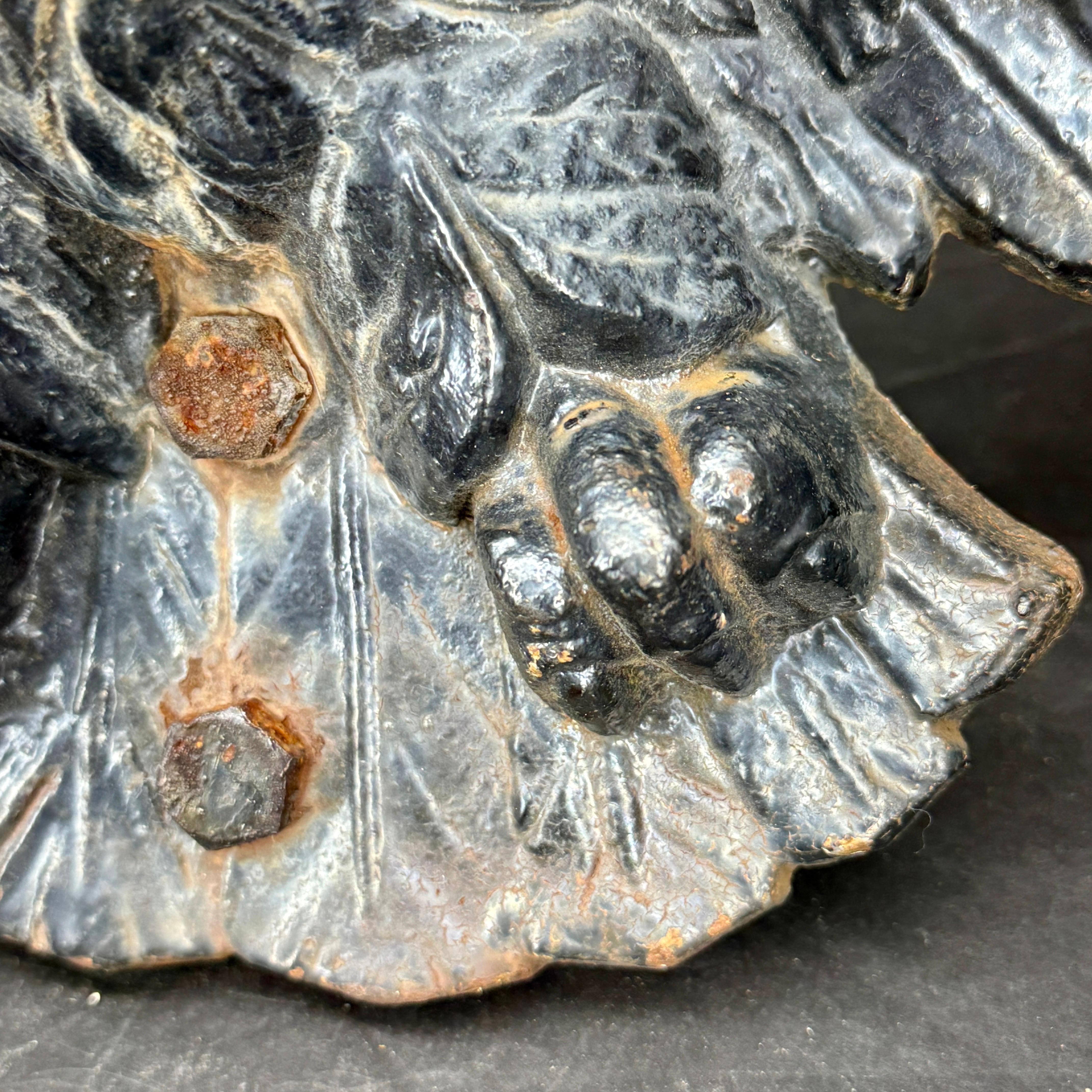 Vintage Cast Iron American Eagle Wall Plaque Fragment For Sale 7