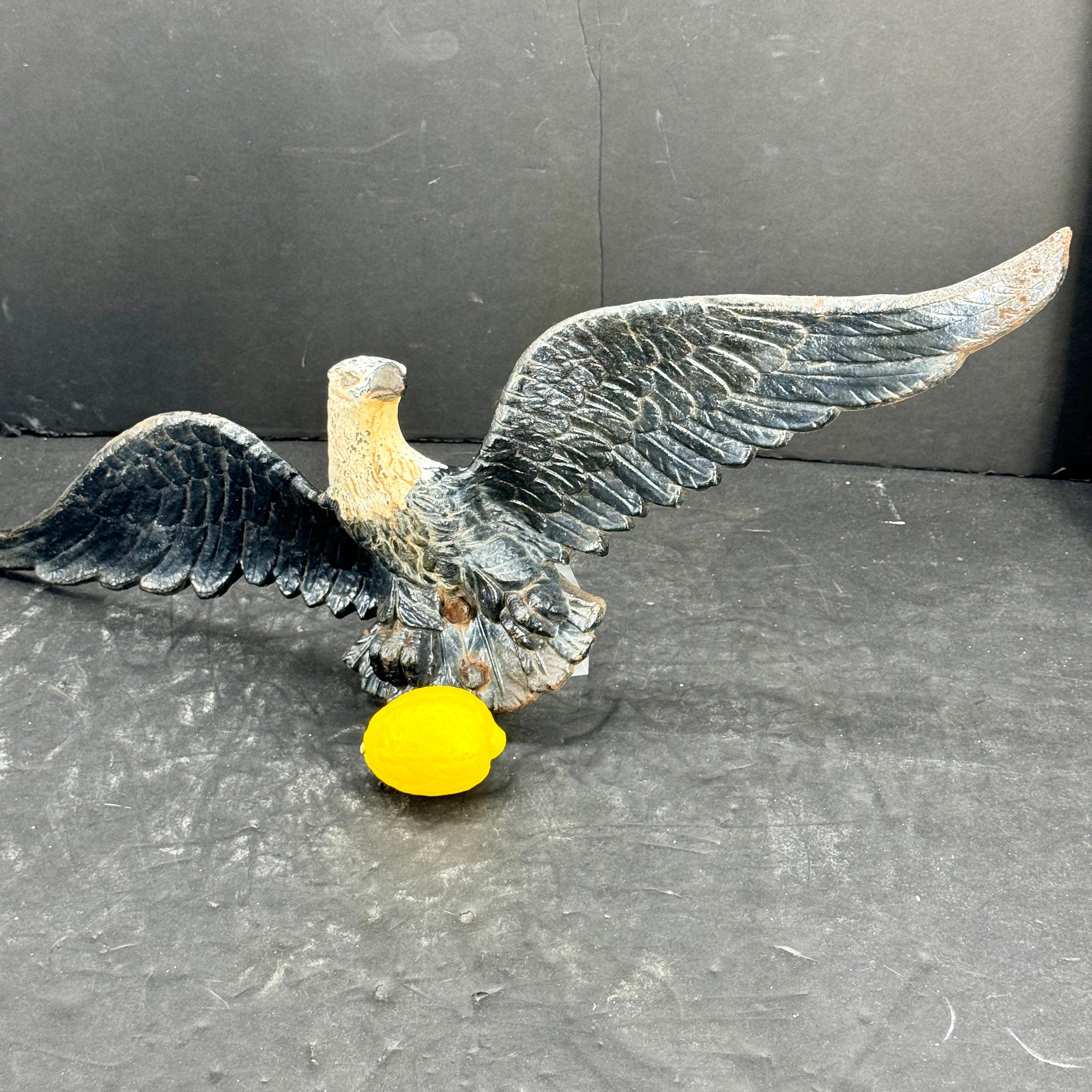American Classical Vintage Cast Iron American Eagle Wall Plaque Fragment For Sale