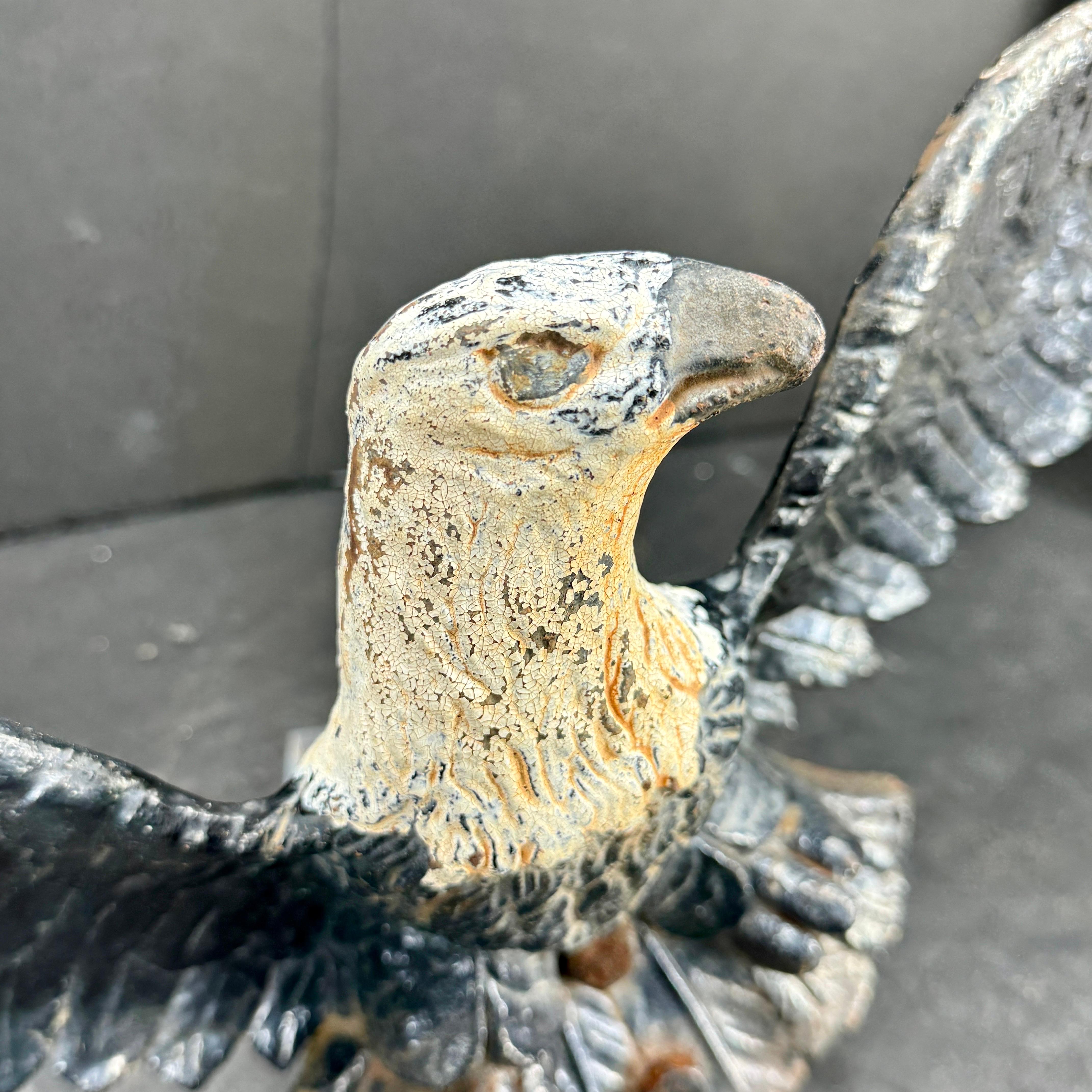 20th Century Vintage Cast Iron American Eagle Wall Plaque Fragment For Sale