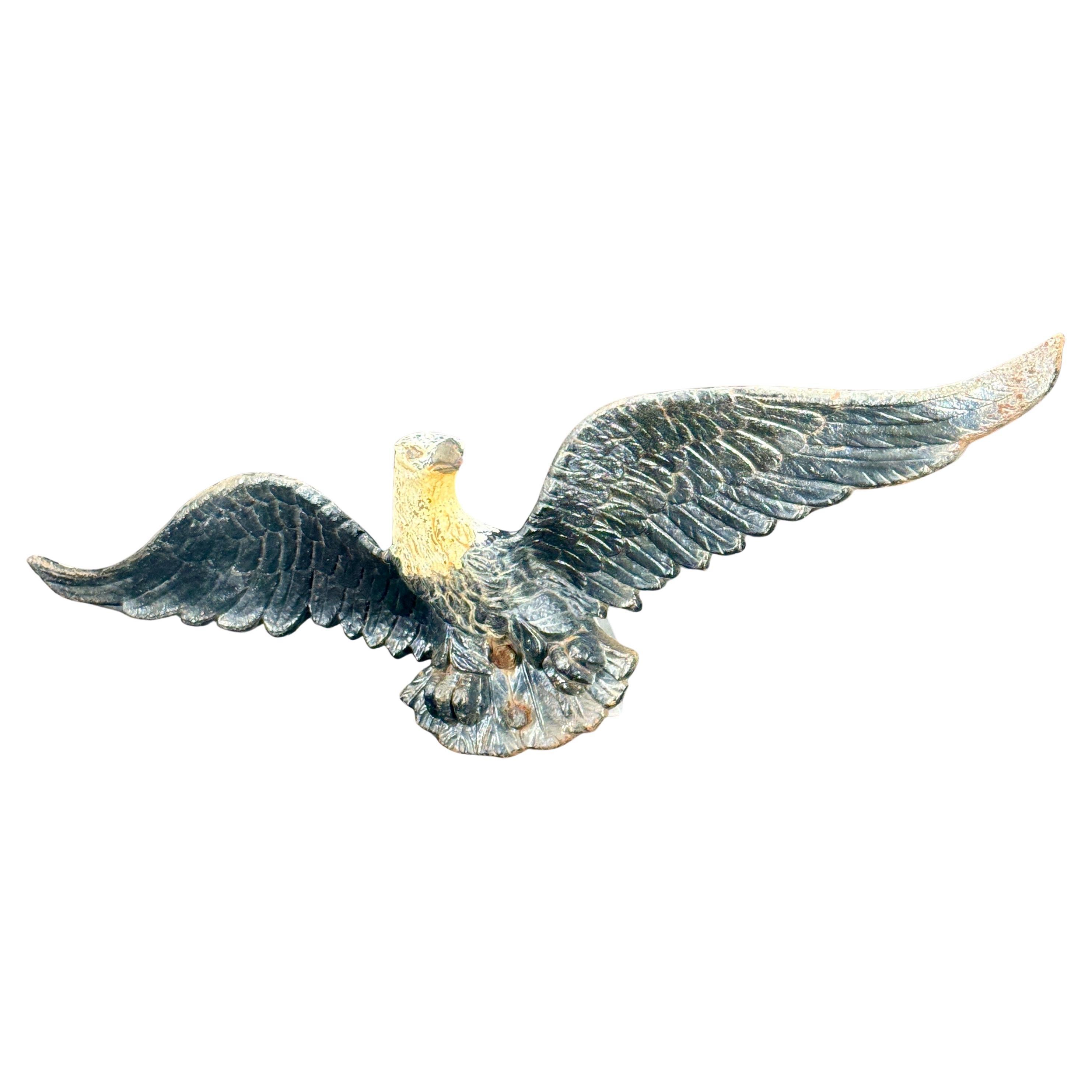 Vintage Cast Iron American Eagle Wall Plaque Fragment For Sale