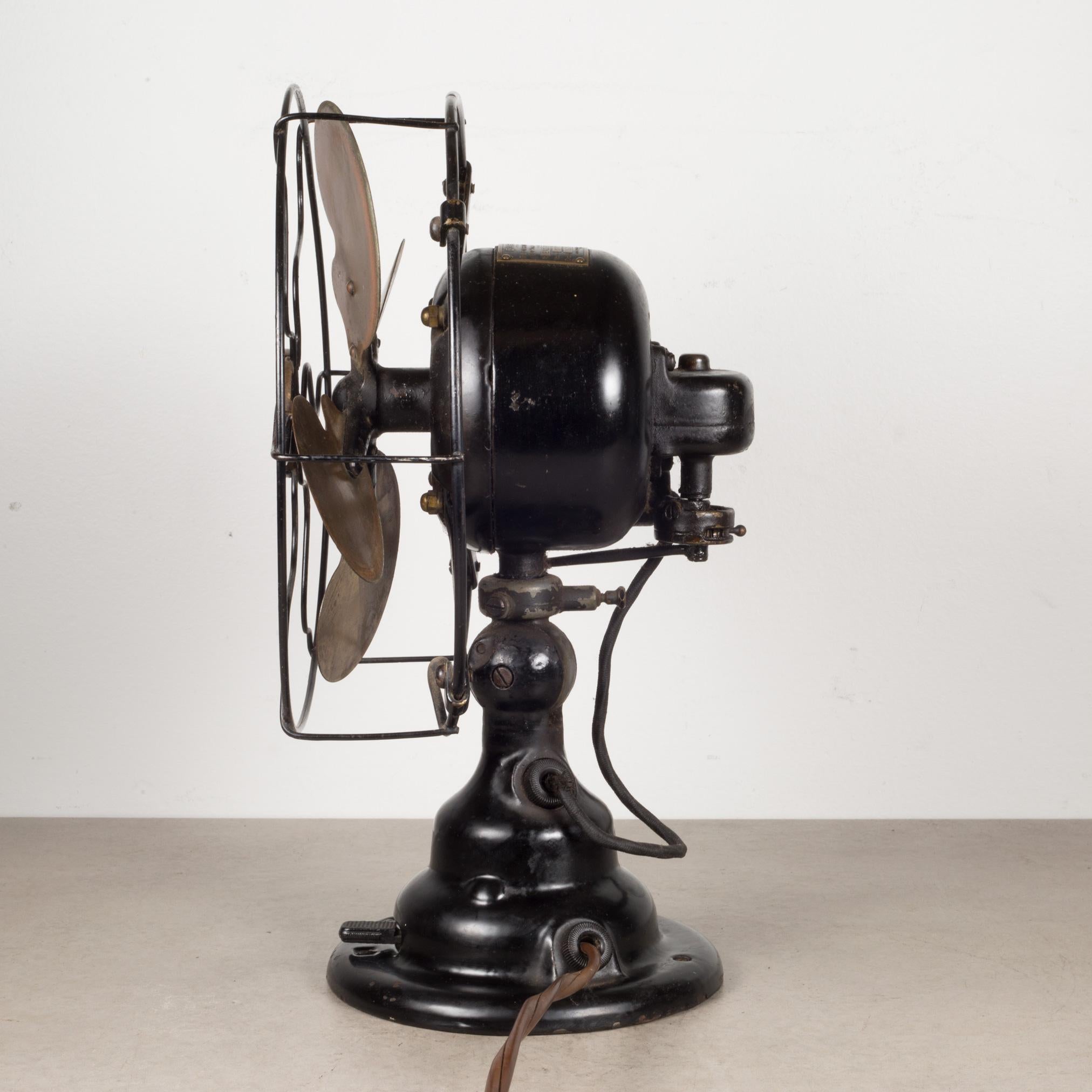 American Vintage Cast Iron and Brass Emerson Electric Oscillating Fan, c.1930