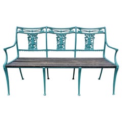 Vintage Cast Iron and Wood Diana the Huntress Bench attributed to Molla