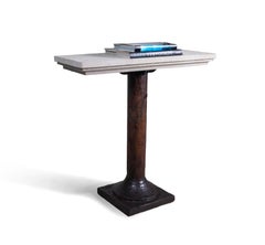 Vintage Cast Iron Architectural Column Supporting a Limestone Top