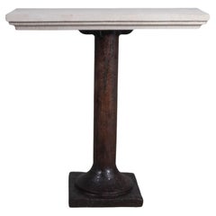 Vintage Cast Iron Architectural Column Supporting a Limestone Top