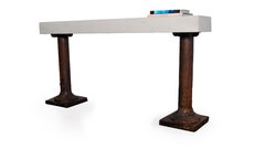 Vintage Cast Iron Architectural Columns Supporting a Limestone Plinth