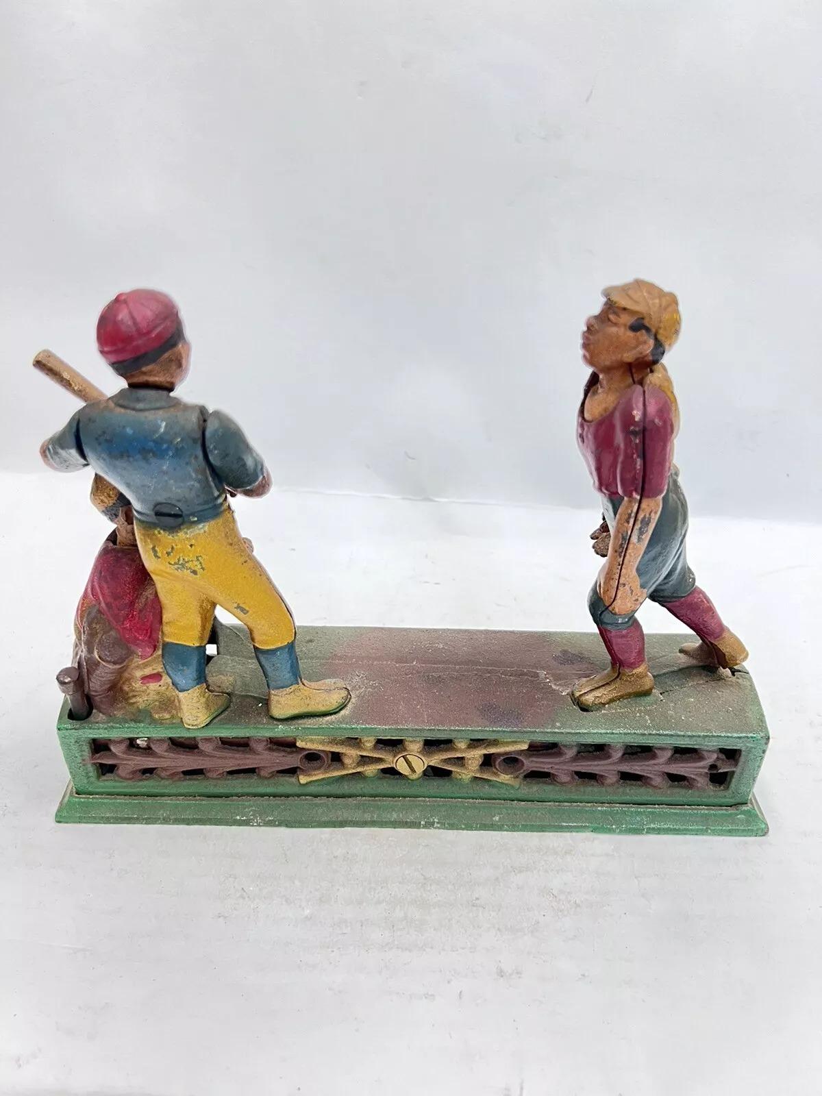 Unknown Vintage Cast Iron Book Of Knowledge Hometown Batter Coin Piggy Bank For Sale