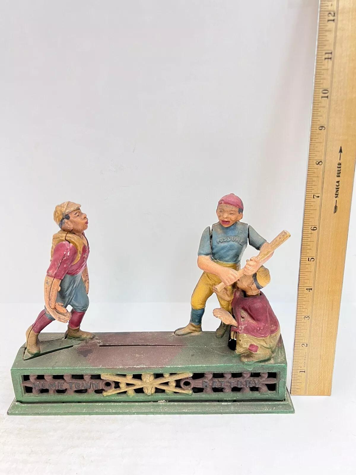 Vintage Cast Iron Book Of Knowledge Hometown Batter Coin Piggy Bank For Sale 3