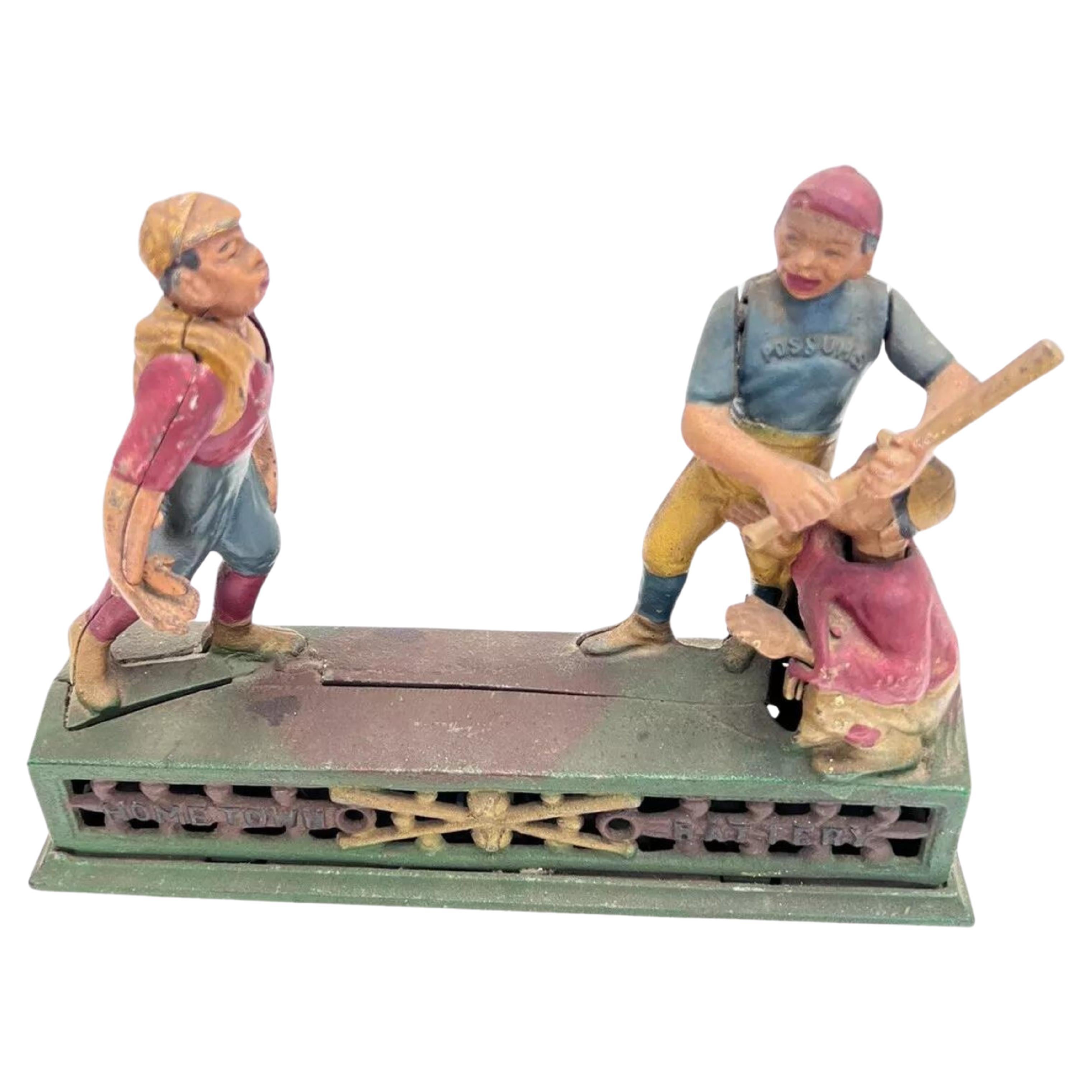 Vintage Gusseisen Book Of Knowledge Hometown Battermünze Piggy Bank, Gusseisen