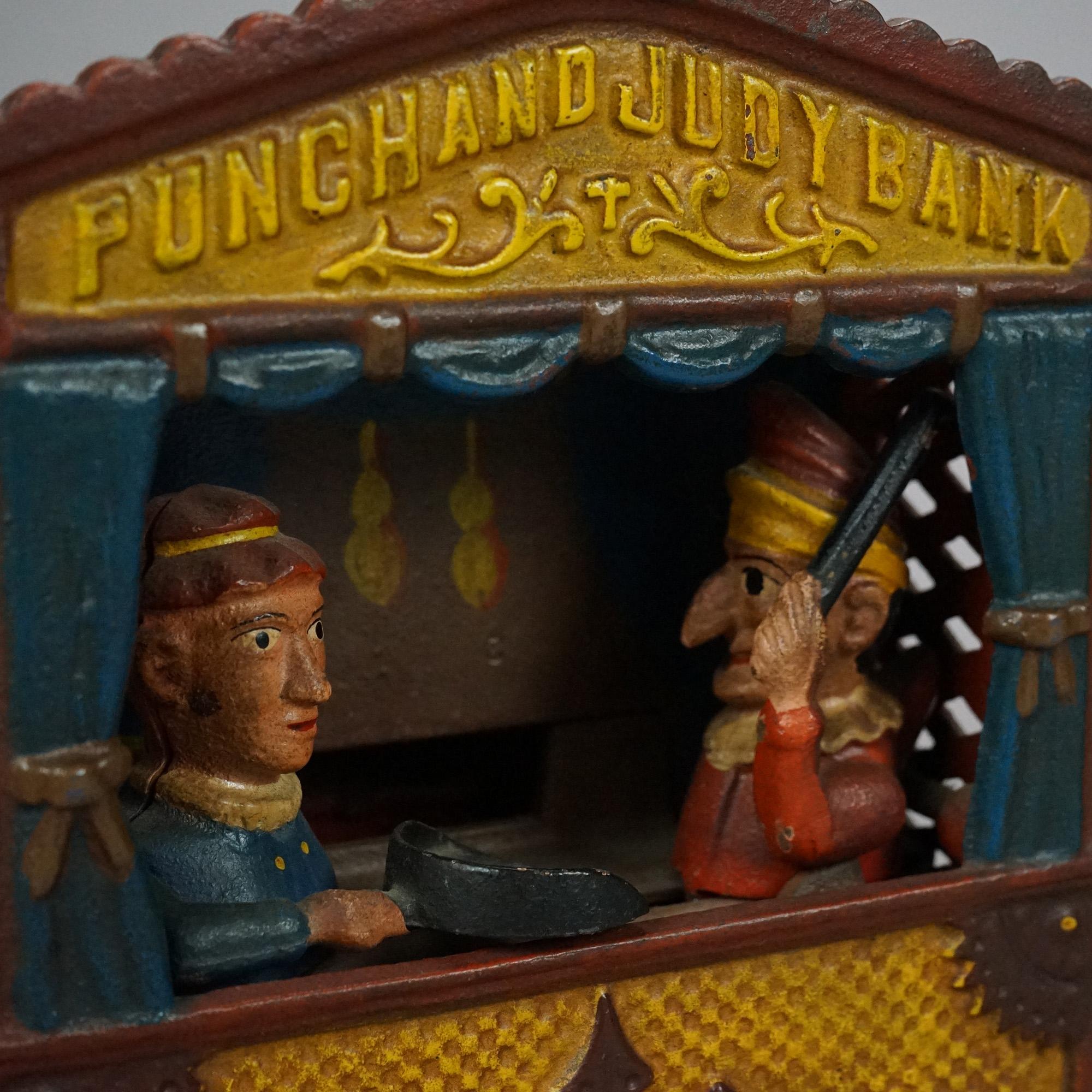 Vintage Cast Iron Book of Knowledge Mechanical Bank, Punch & Judy, 20th Century 1