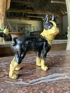 Vintage Cast Iron Boston Terrier Dog Door Stop