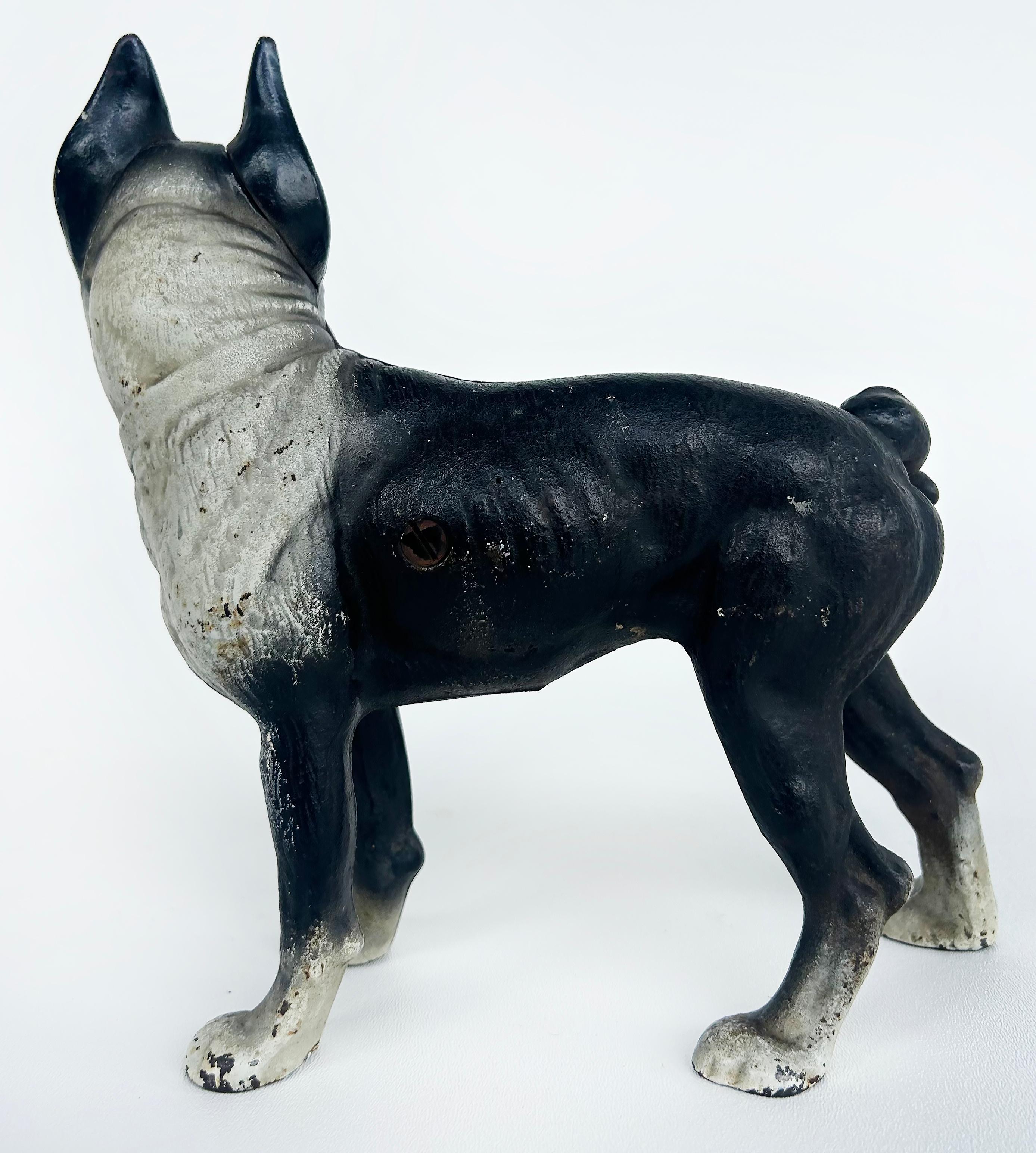 American Vintage Cast Iron Boston Terrier Door Stop Sculpture