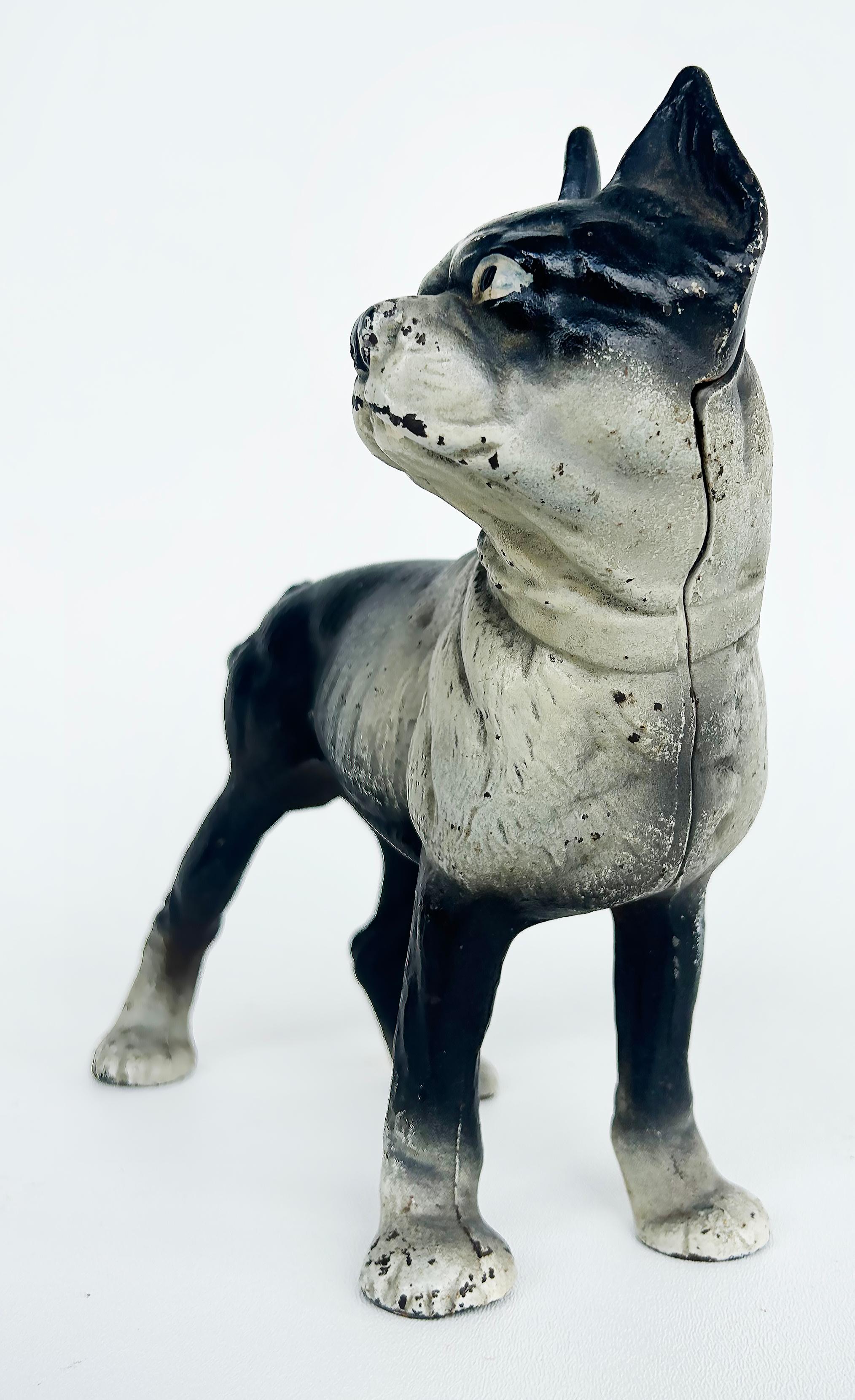 Vintage Cast Iron Boston Terrier Door Stop Sculpture 1