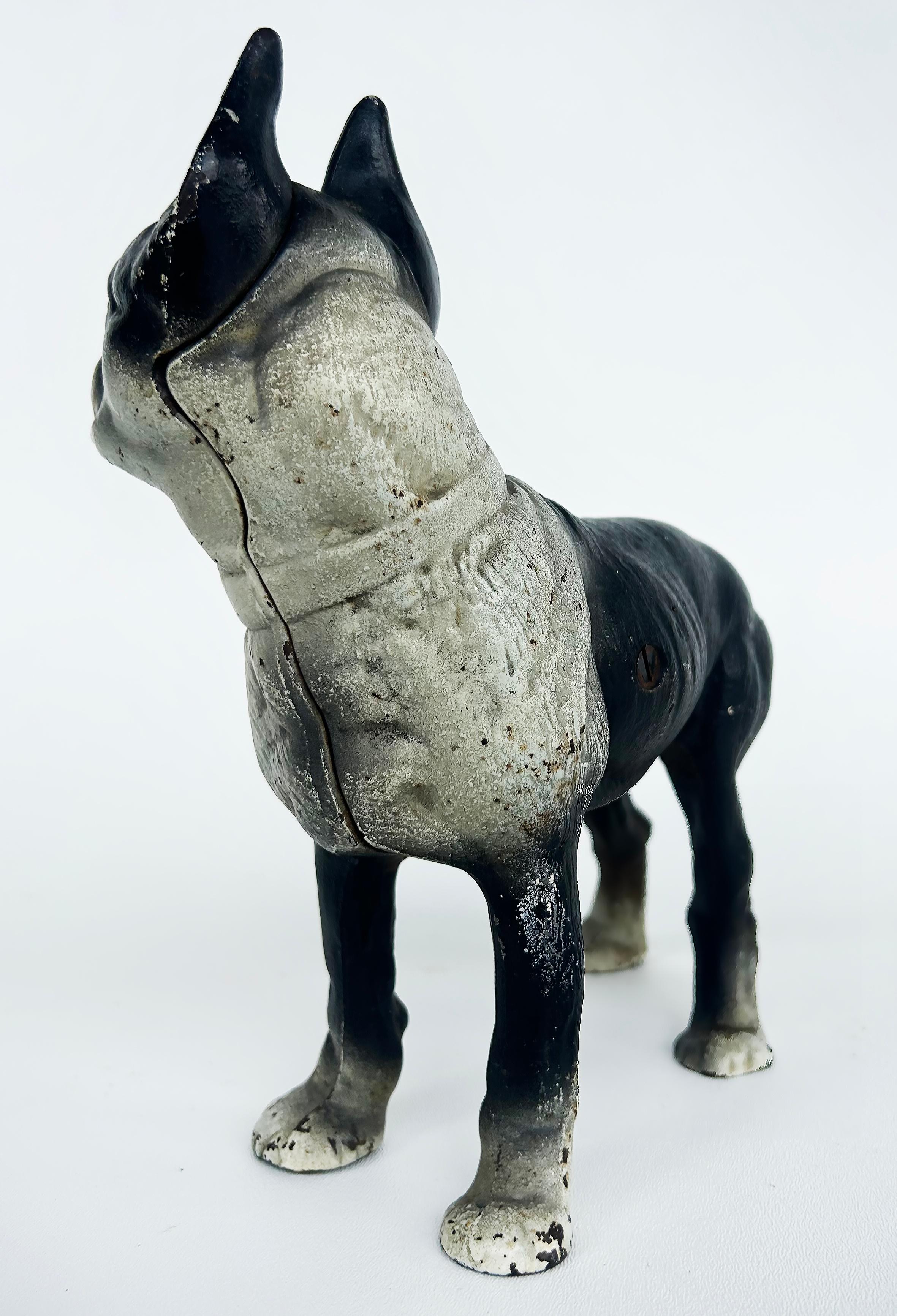 Vintage Cast Iron Boston Terrier Door Stop Sculpture 2