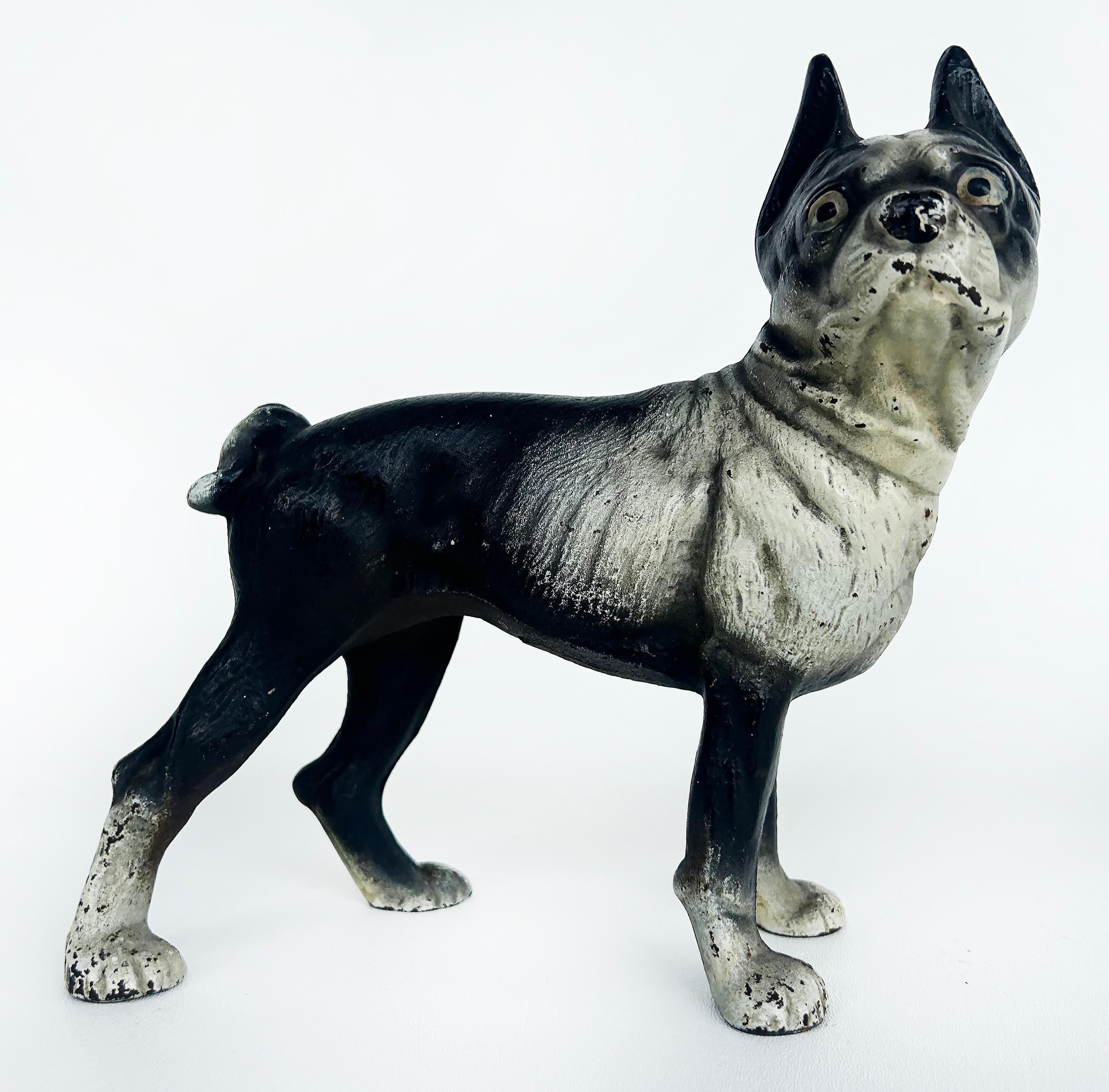 Vintage Cast Iron Boston Terrier Door Stop Sculpture 3