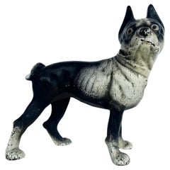 Sculpture de butoir de porte vintage en fonte Boston Terrier